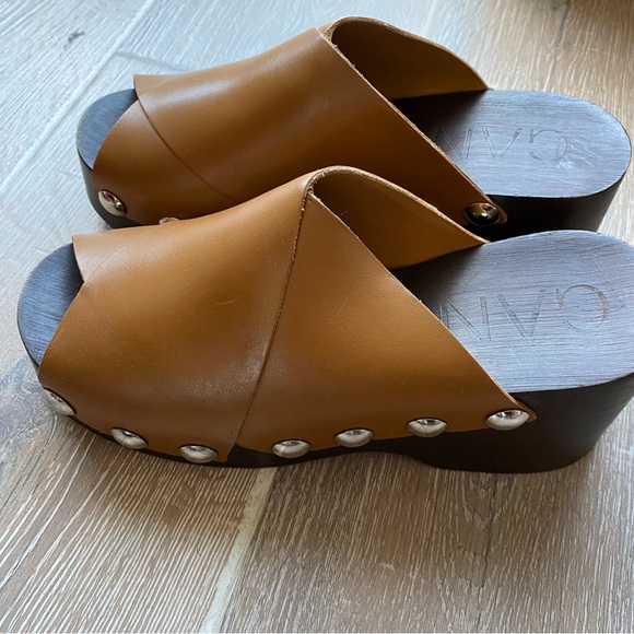 Ganni Brown Open Toe Studded Clog - Leather - Picture 3 of 13